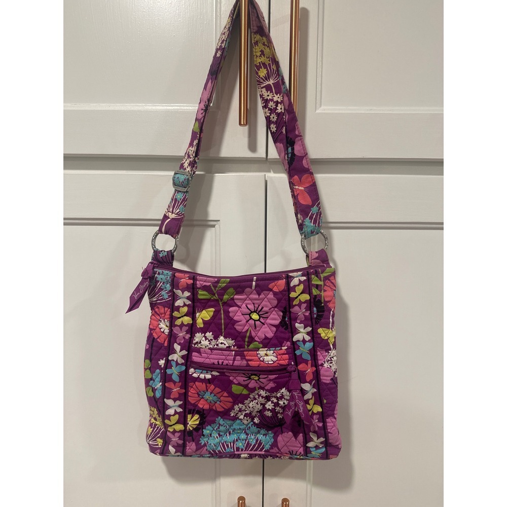 Vera Bradley Purple Floral Butterfly hipster Crossbody Shoulder Bag Purse - Picture 1 of 8